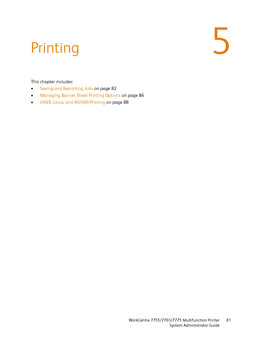 Xerox 7765, 7755, 7775 manual Printing5 