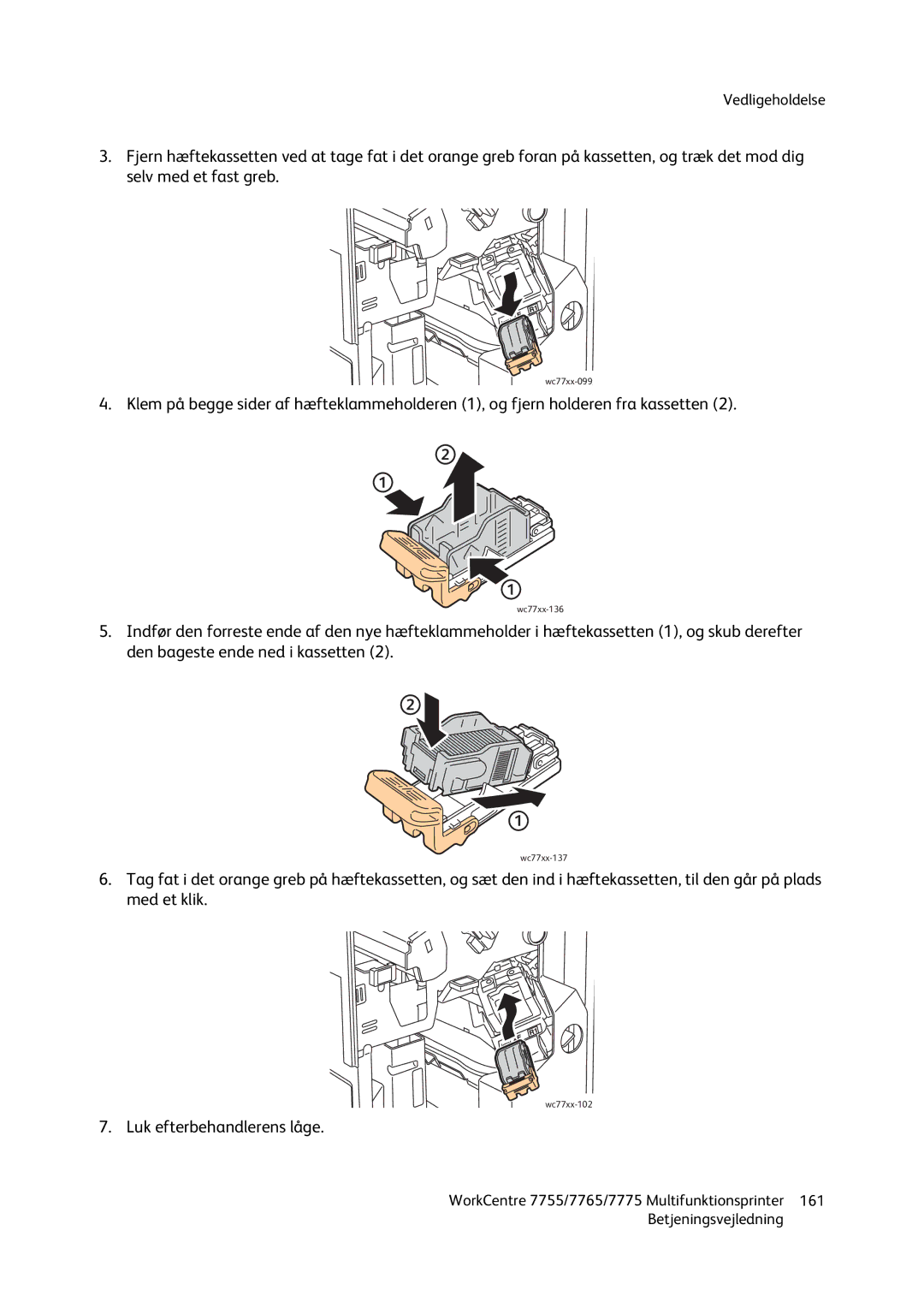 Xerox 7775, 7765, 7755 manual Luk efterbehandlerens låge 