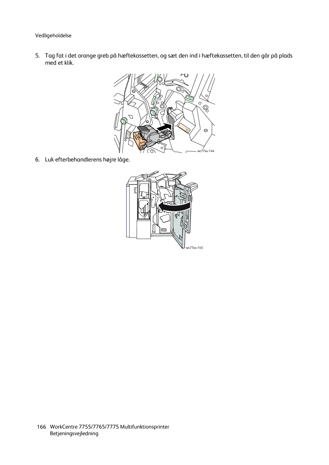 Xerox 7755, 7765, 7775 manual Luk efterbehandlerens højre låge 