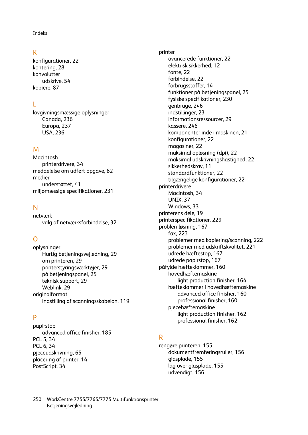 Xerox 7755, 7765, 7775 manual Understøttet, 41 miljømæssige specifikationer 