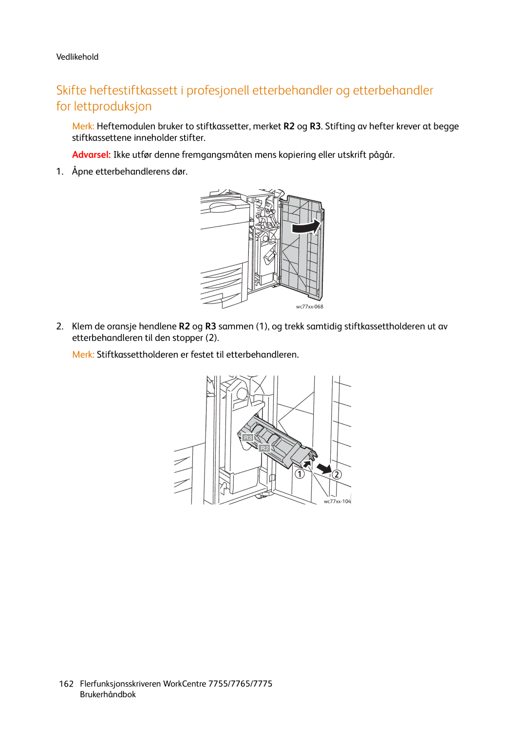 Xerox 7765, 7775, 755 manual Wc77xx-104 