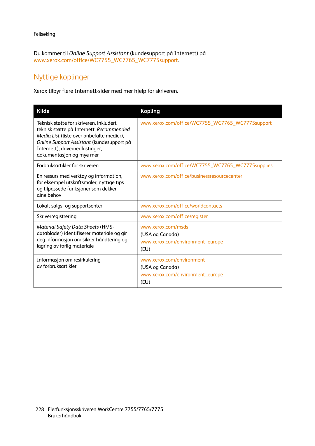 Xerox 7765, 7775, 755 manual Nyttige koplinger, Kilde Kopling 