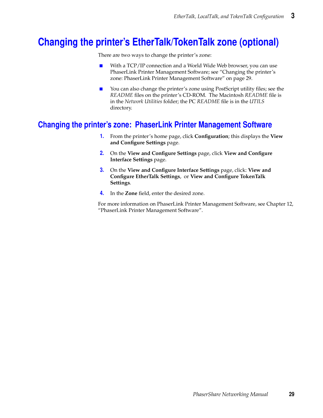 Xerox 840, 780, 360 manual Changing the printer’s EtherTalk/TokenTalk zone optional 