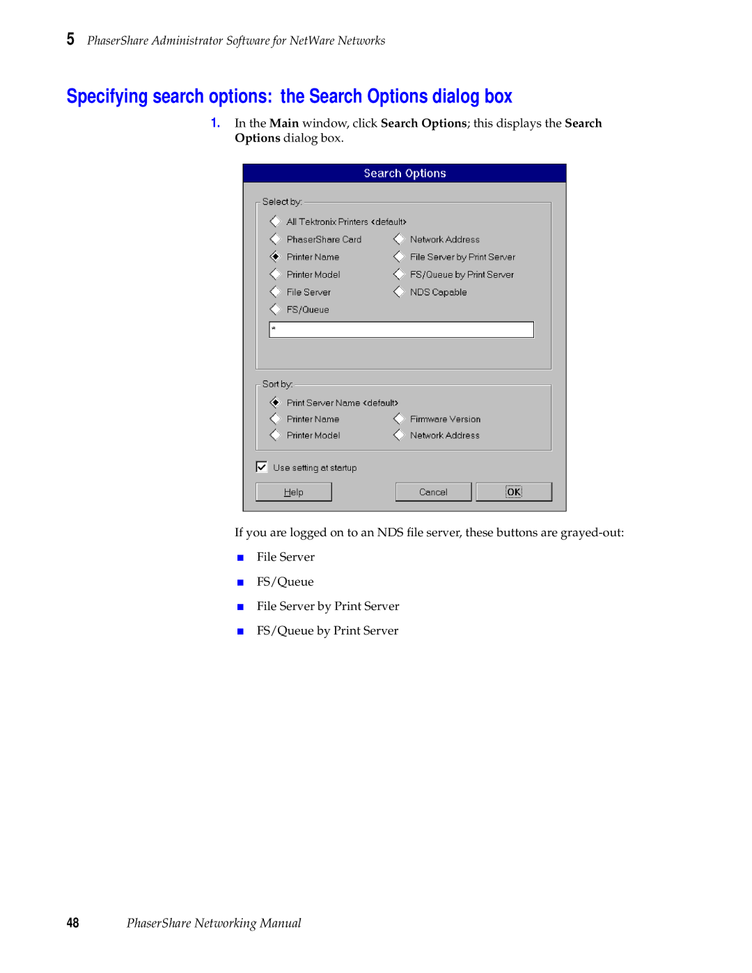 Xerox 360, 780, 840 manual Specifying search options the Search Options dialog box 