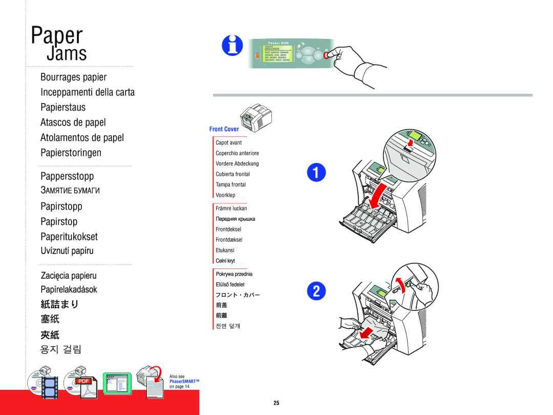 Xerox 8 2 0 0 Bourrages papier Inceppamenti della carta Papierstaus, Pappersstopp Papirstopp Paperitukokset, Front Cover 