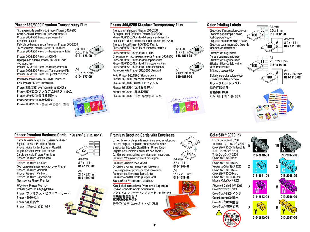 Xerox 8 2 0 0 manual 016-1876-00, 016-1812-00, 100 14 210 x 297 mm, 016-1877-00, 016-1875-00, 100 016-1815-00, 016-1898-00 