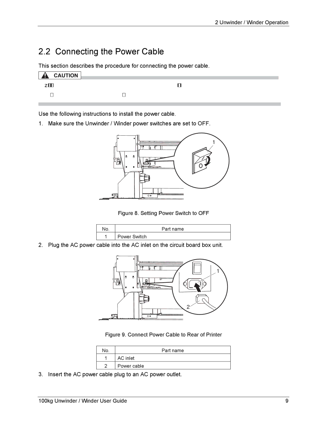 Xerox 8254E, 8264E manual Connecting the Power Cable, Setting Power Switch to OFF 