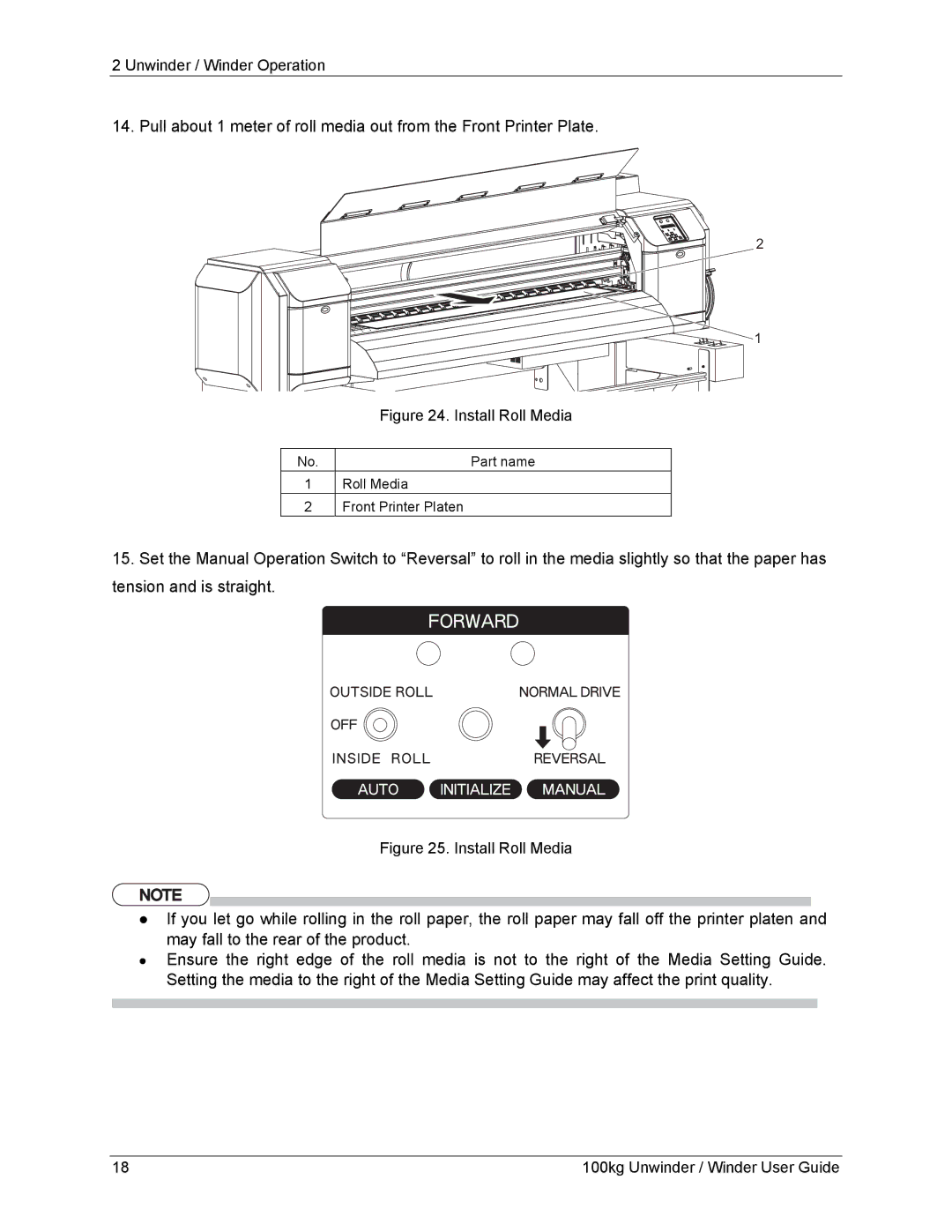 Xerox 8264E, 8254E manual Roll Media Front Printer Platen 