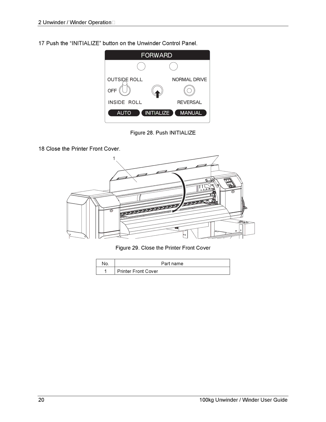 Xerox 8264E, 8254E manual Push the Initialize button on the Unwinder Control Panel 