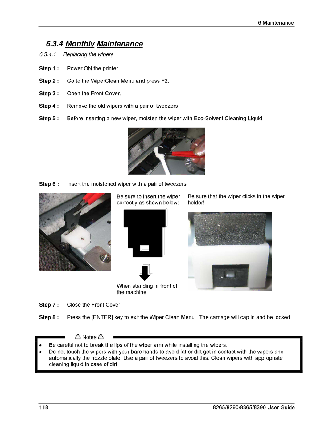 Xerox 8390, 8290, 8265, 8365 manual Monthly Maintenance 