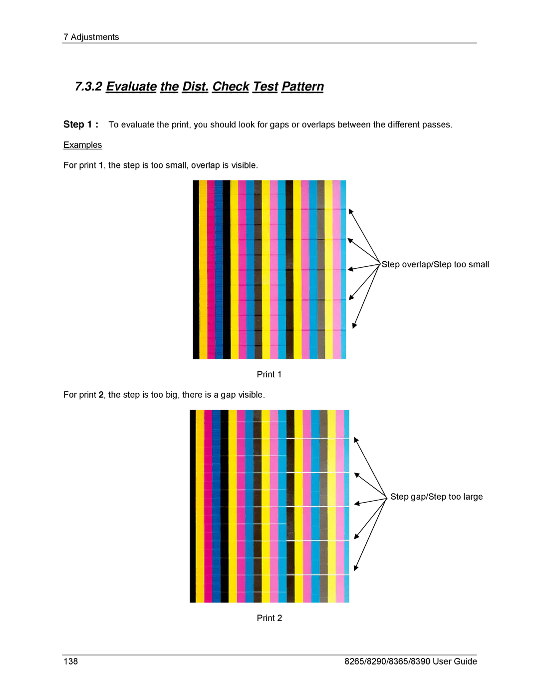 Xerox 8390, 8290, 8265, 8365 manual Evaluate the Dist. Check Test Pattern 