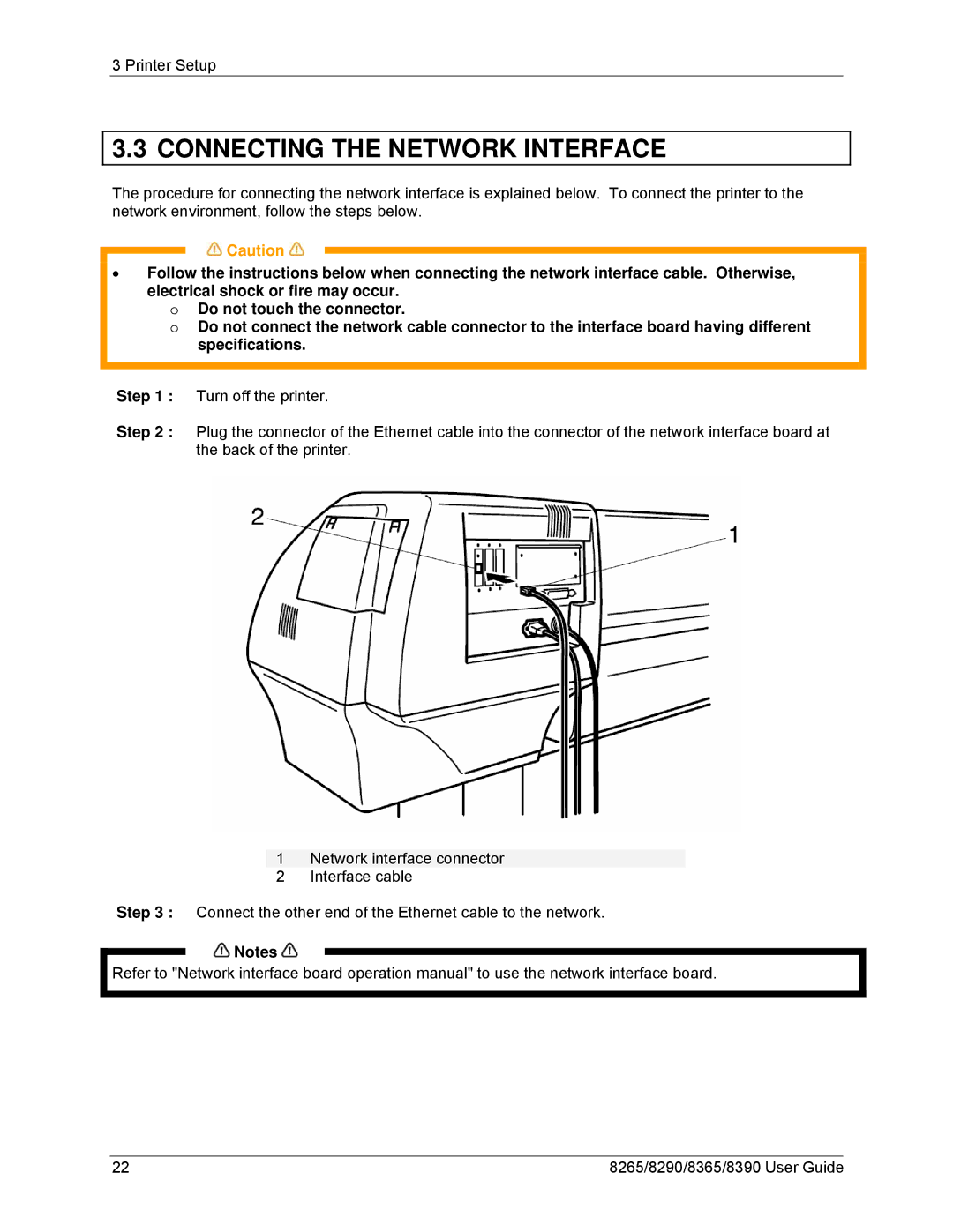 Xerox 8390, 8290, 8265, 8365 manual Connecting the Network Interface 