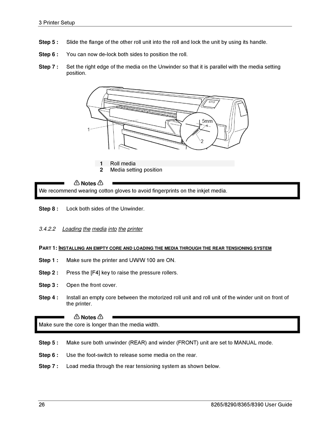 Xerox 8390, 8290, 8265, 8365 manual Loading the media into the printer 