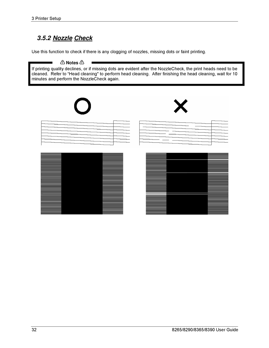 Xerox 8290, 8265, 8390, 8365 manual Nozzle Check 