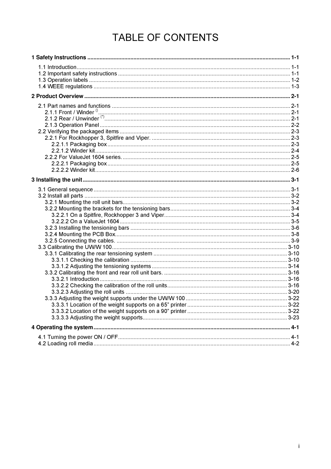 Xerox 83xx, 82xx manual Table of Contents 