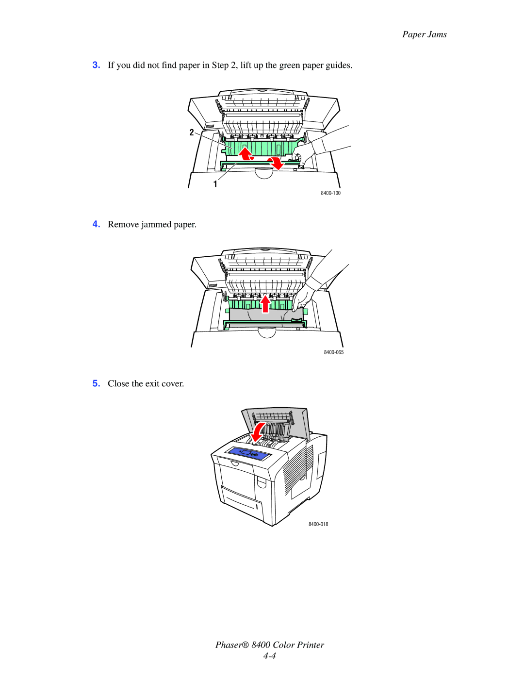 Xerox 8400 manual Paper Jams 