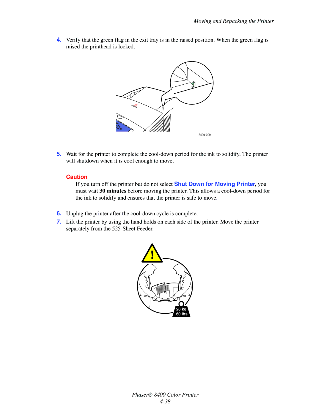 Xerox 8400 manual 28 kg 60 lbs 