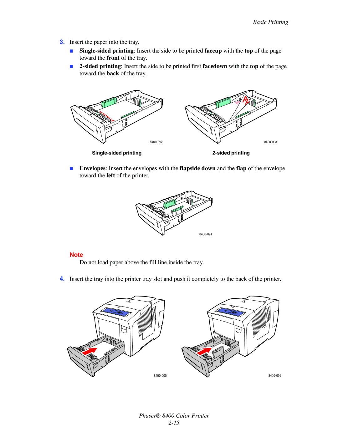 Xerox 8400 manual Single-sided printing Sided printing 