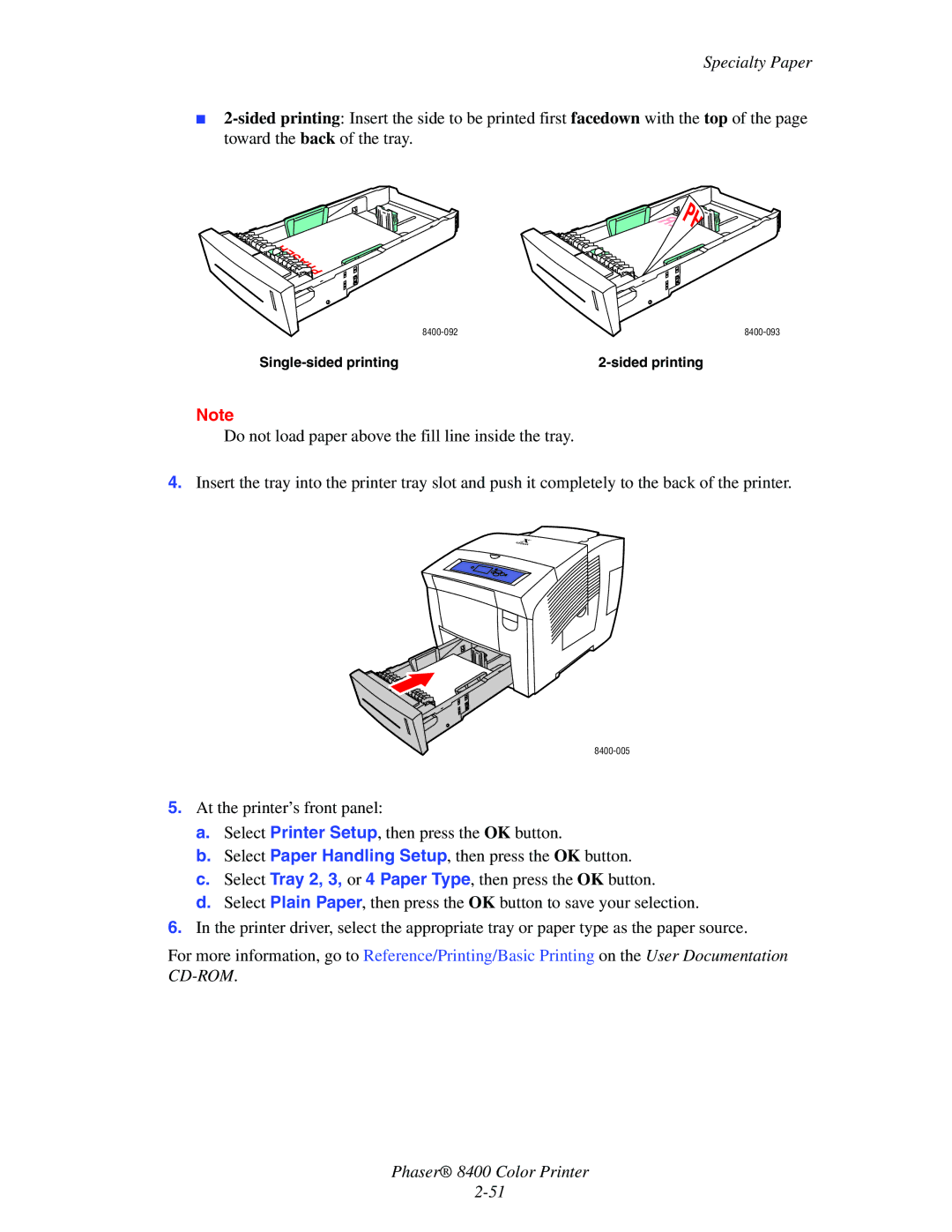 Xerox 8400 manual Single-sided printing Sided printing 