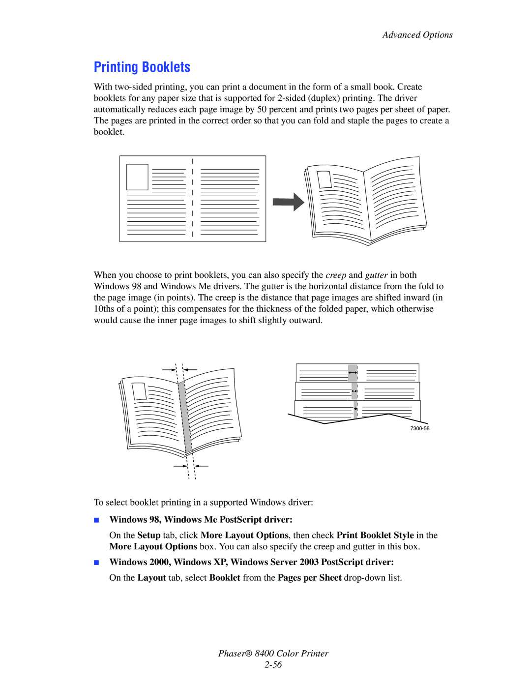 Xerox 8400 manual Printing Booklets 