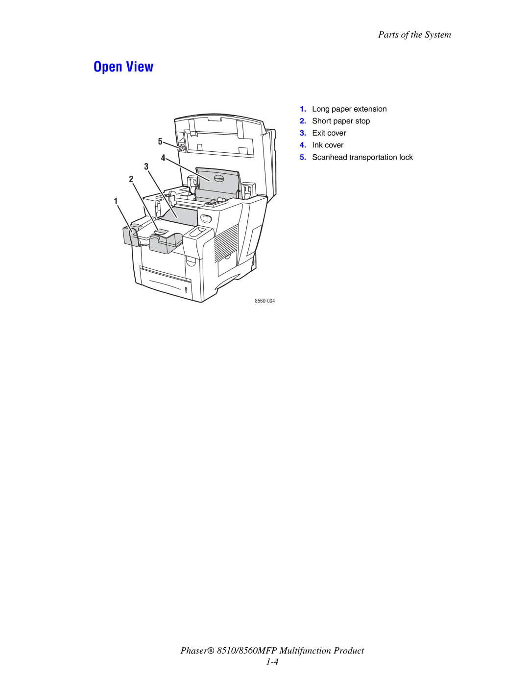 Xerox 8510 manual Open View 