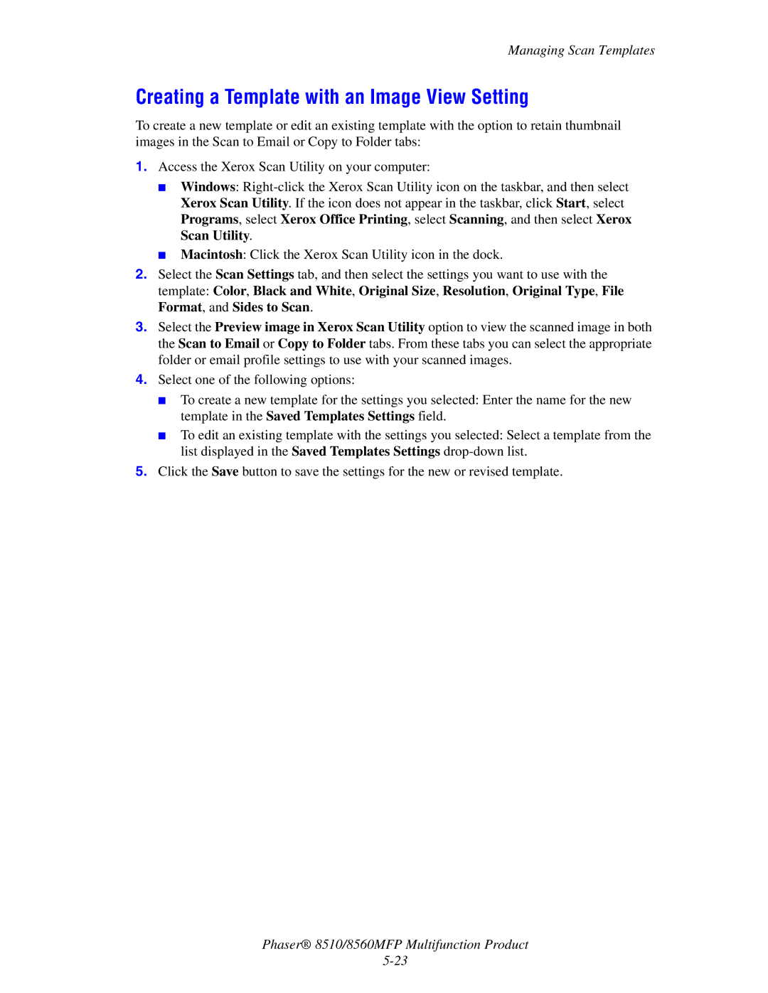 Xerox 8510 manual Creating a Template with an Image View Setting 