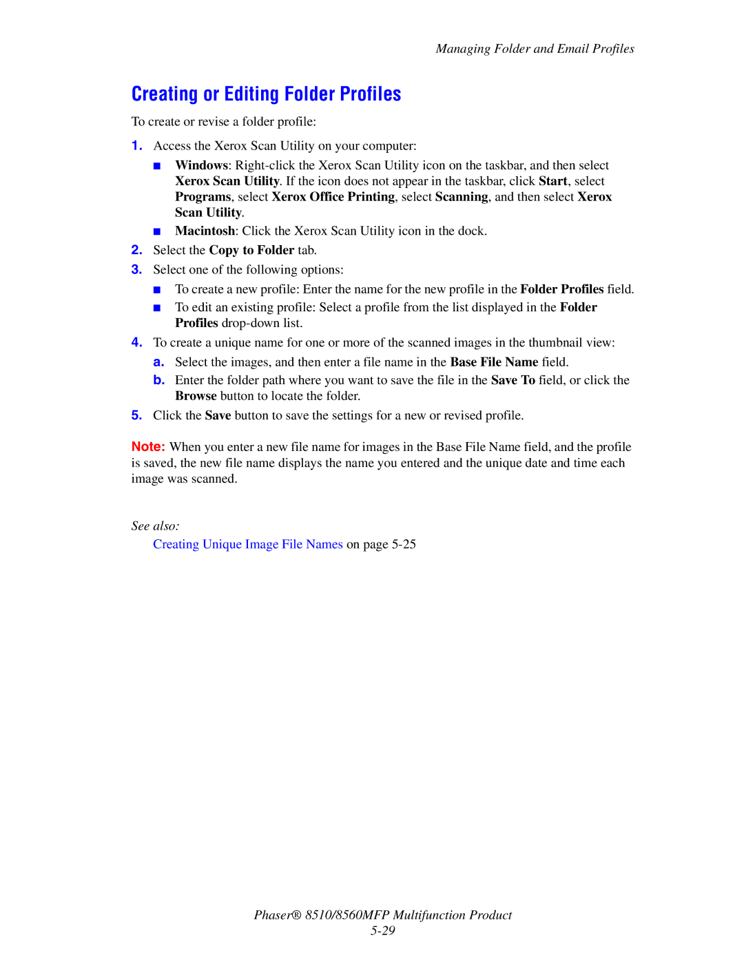 Xerox 8510 manual Creating or Editing Folder Profiles 