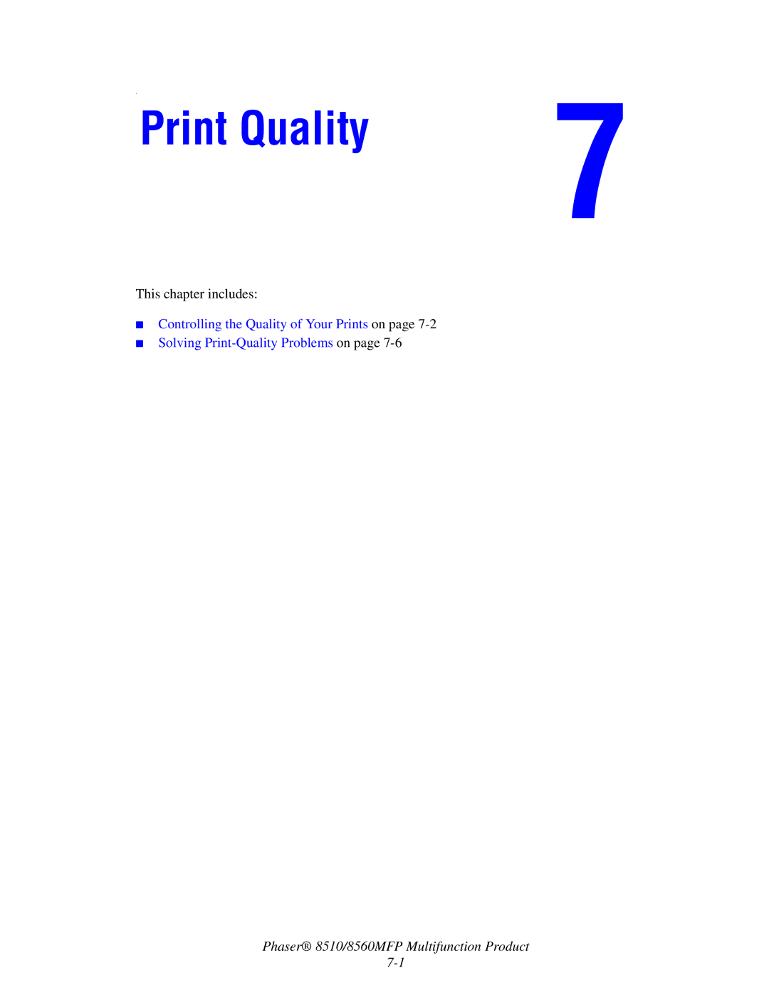 Xerox 8510 manual Print Quality 