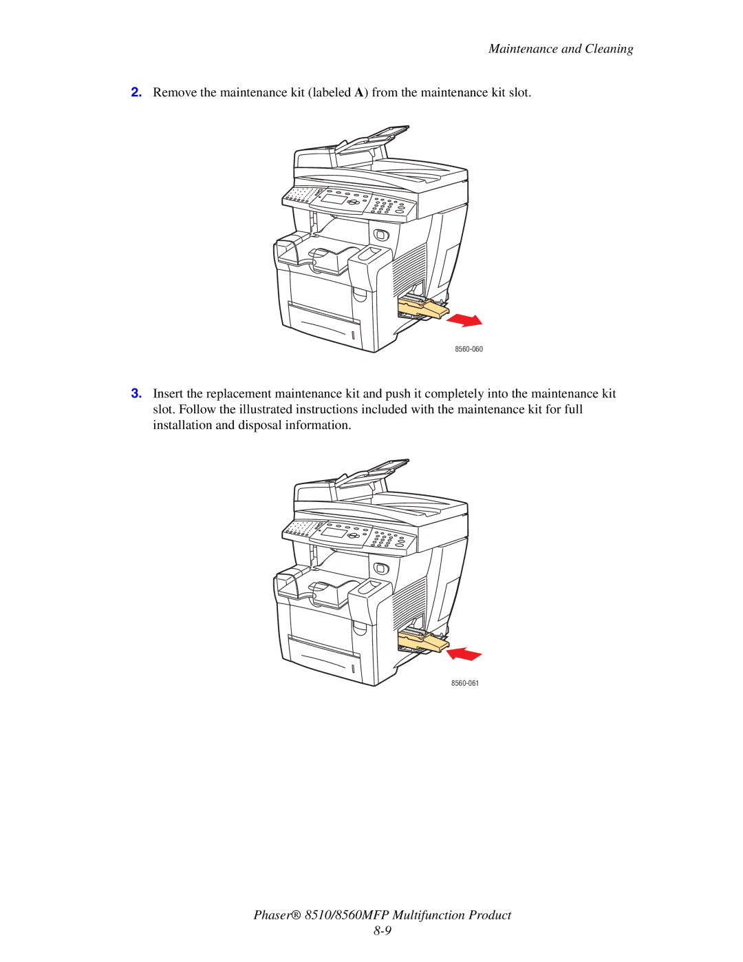 Xerox 8510 manual 8560-060 