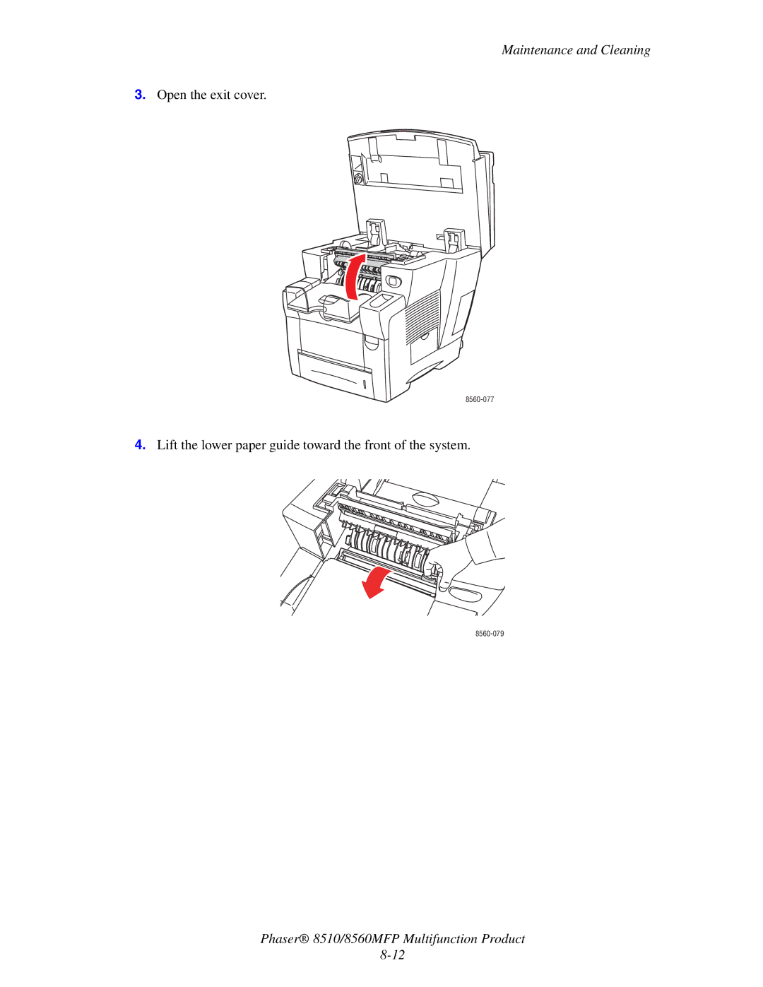 Xerox 8510 manual Lift the lower paper guide toward the front of the system 