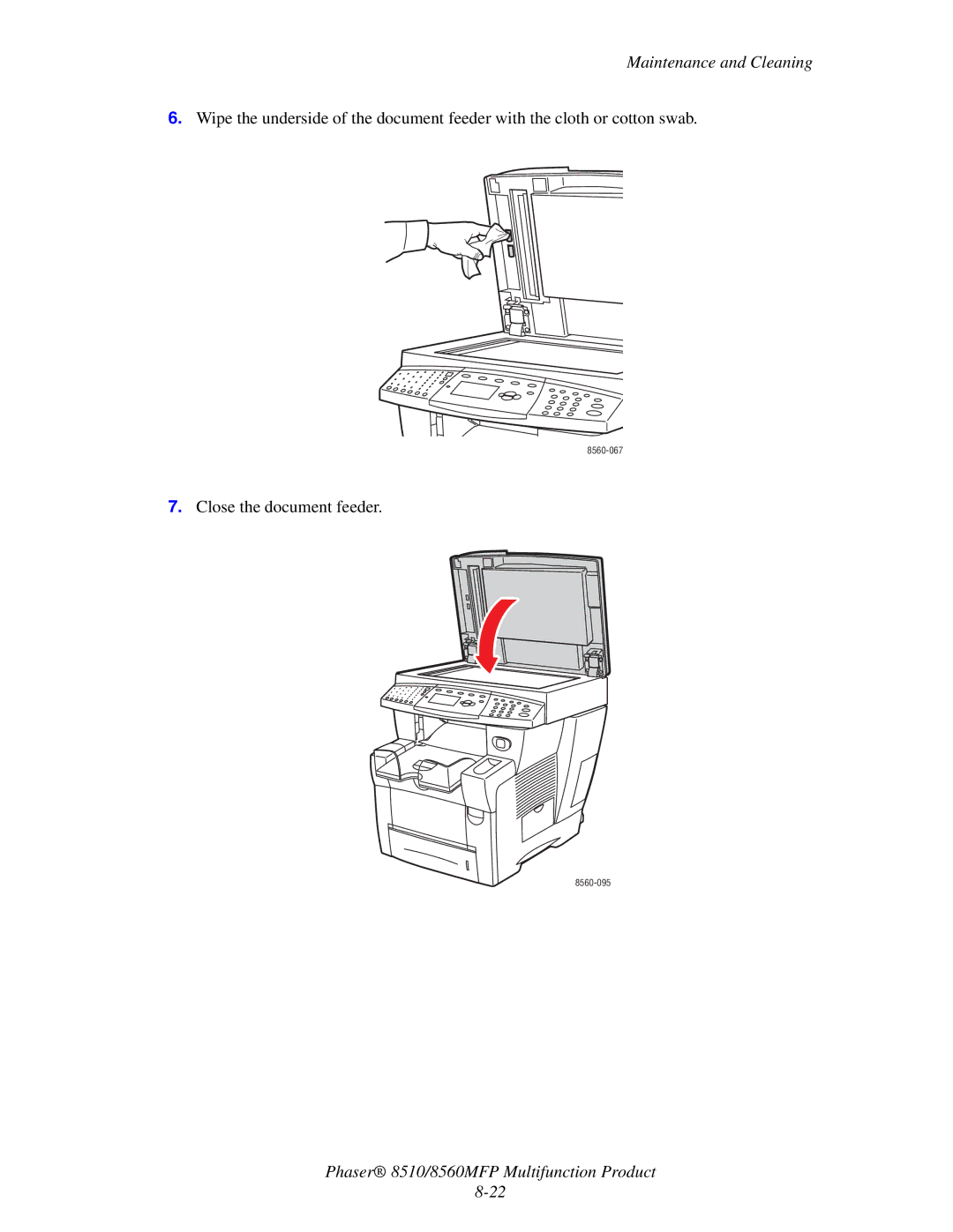 Xerox 8510 manual 8560-067 