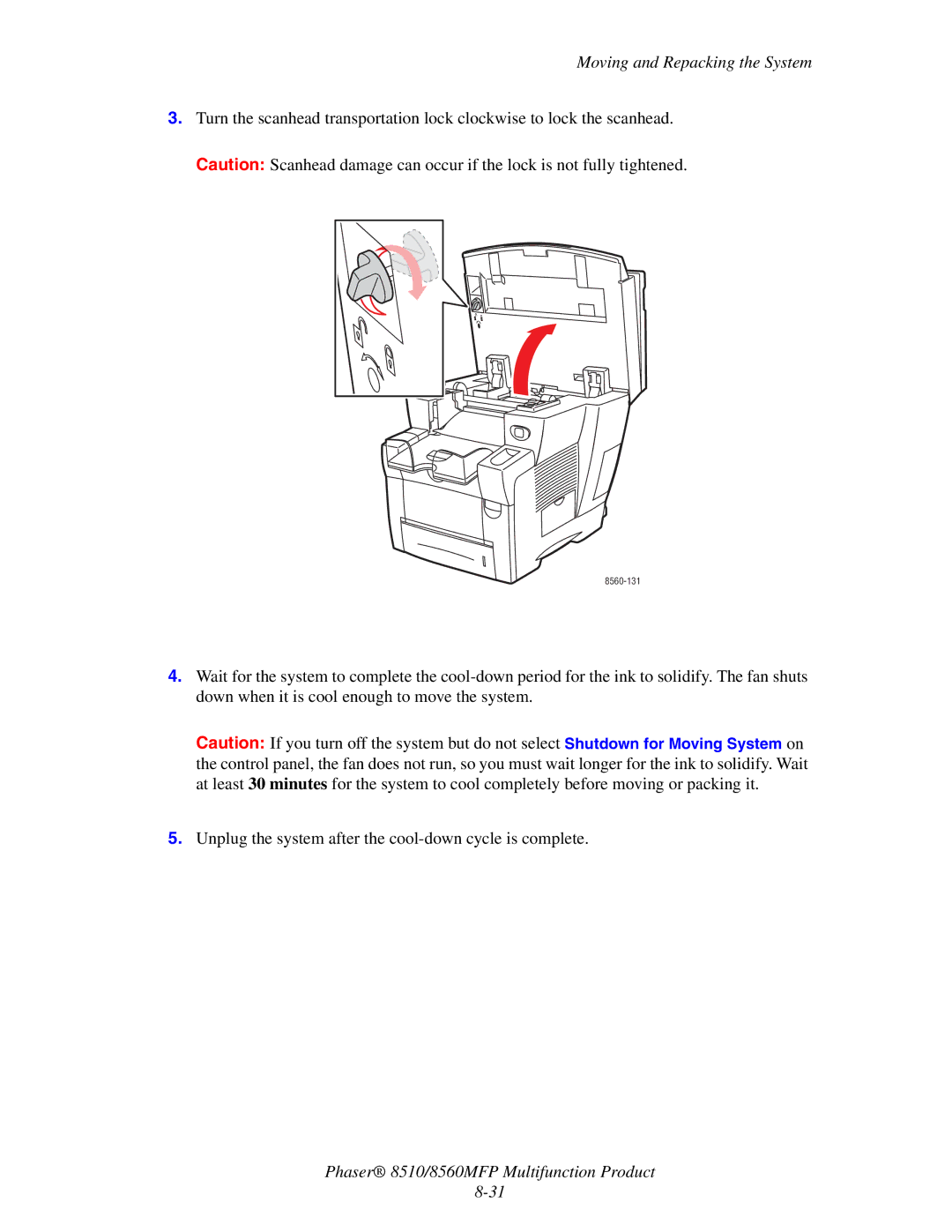 Xerox 8510 manual 8560-131 