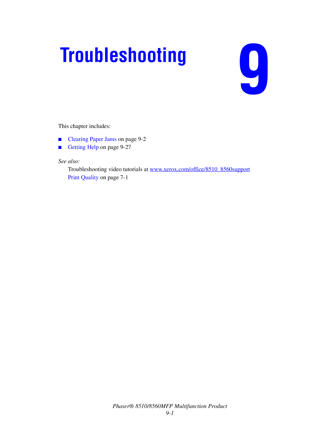 Xerox 8510 manual Troubleshooting 