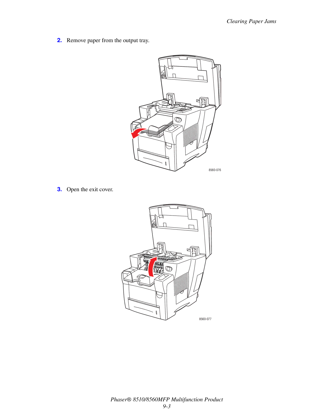 Xerox 8510 manual Remove paper from the output tray 