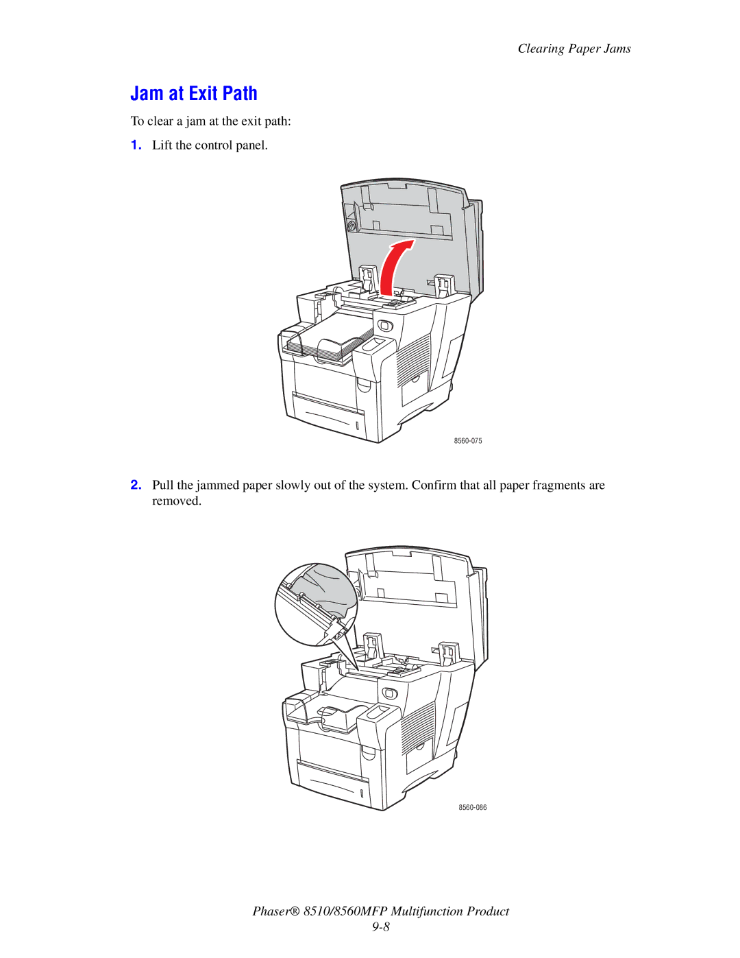 Xerox 8510 manual Jam at Exit Path 