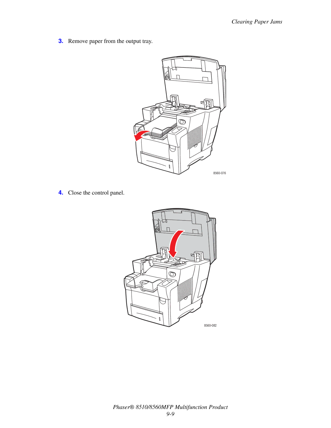 Xerox 8510 manual Remove paper from the output tray 