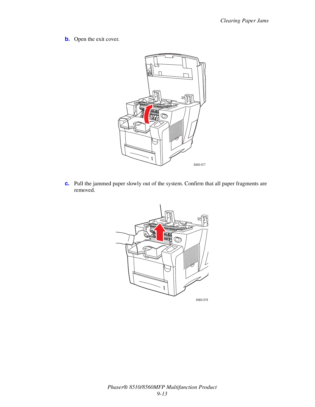 Xerox 8510 manual Open the exit cover 