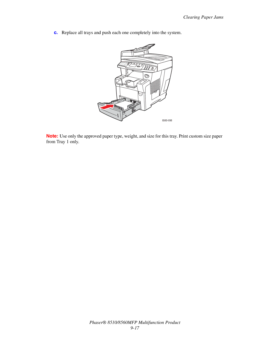 Xerox 8510 manual 8560-098 