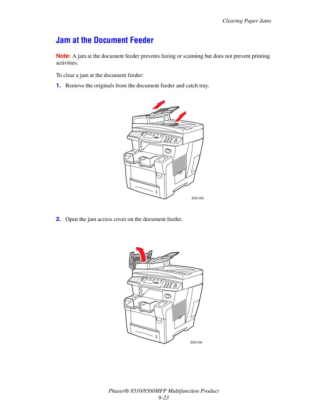 Xerox 8510 manual Jam at the Document Feeder 