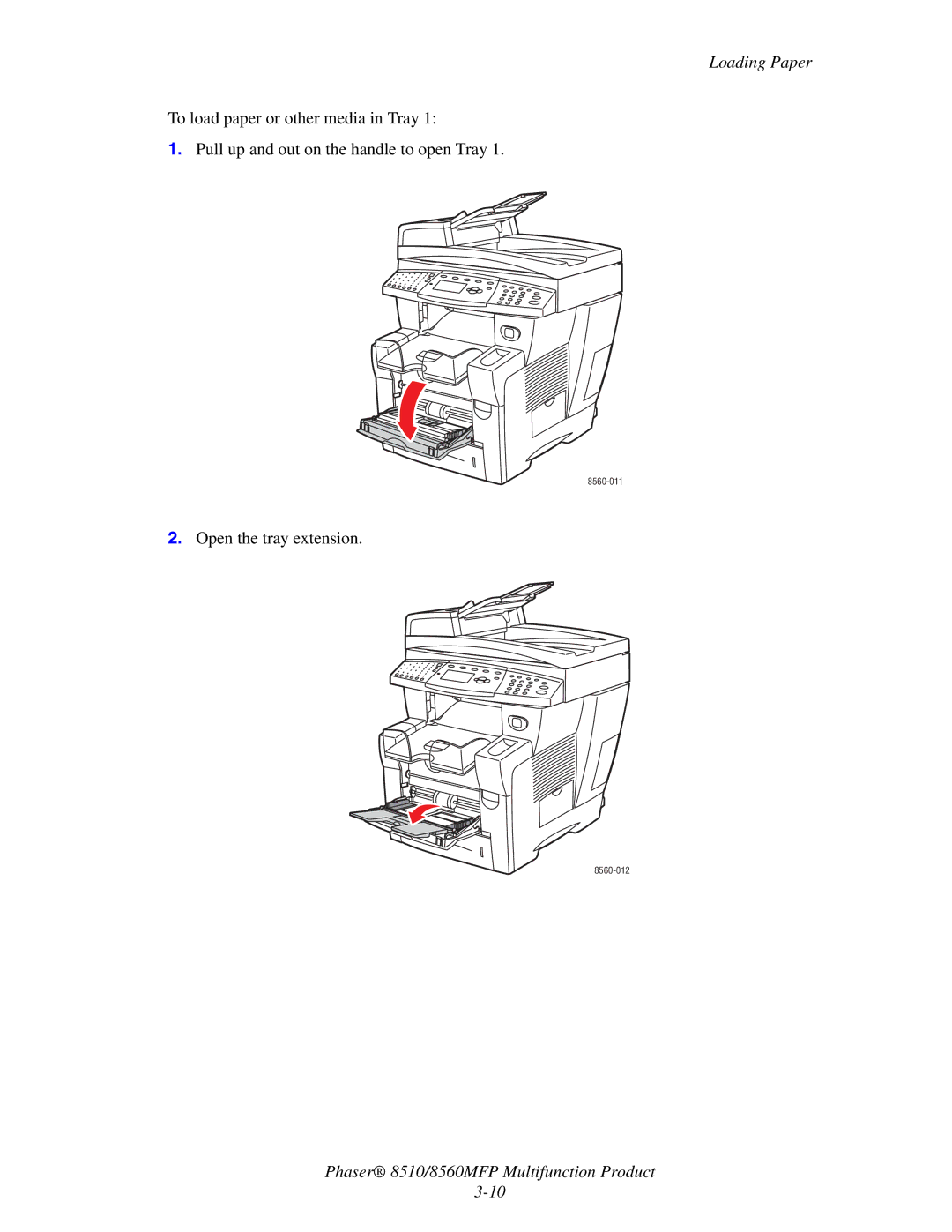 Xerox 8510 manual Open the tray extension 