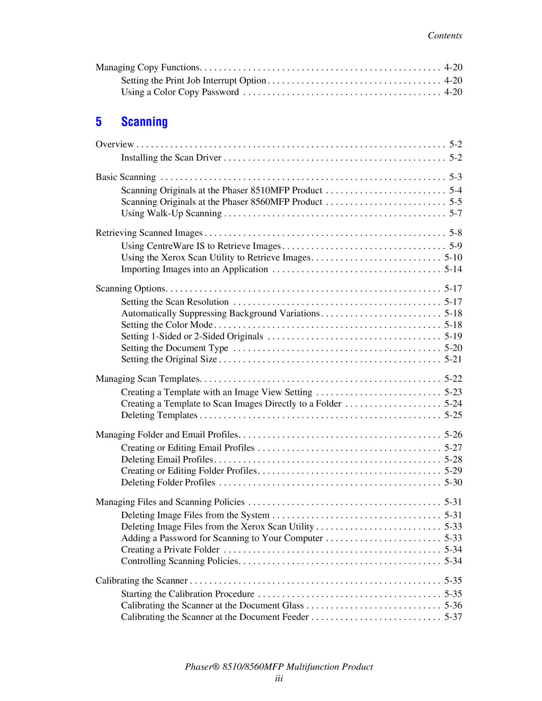 Xerox 8510 manual Scanning 