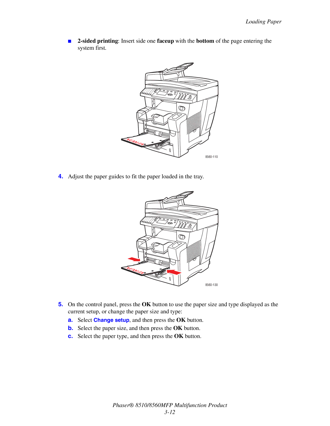 Xerox 8510 manual Adjust the paper guides to fit the paper loaded in the tray 