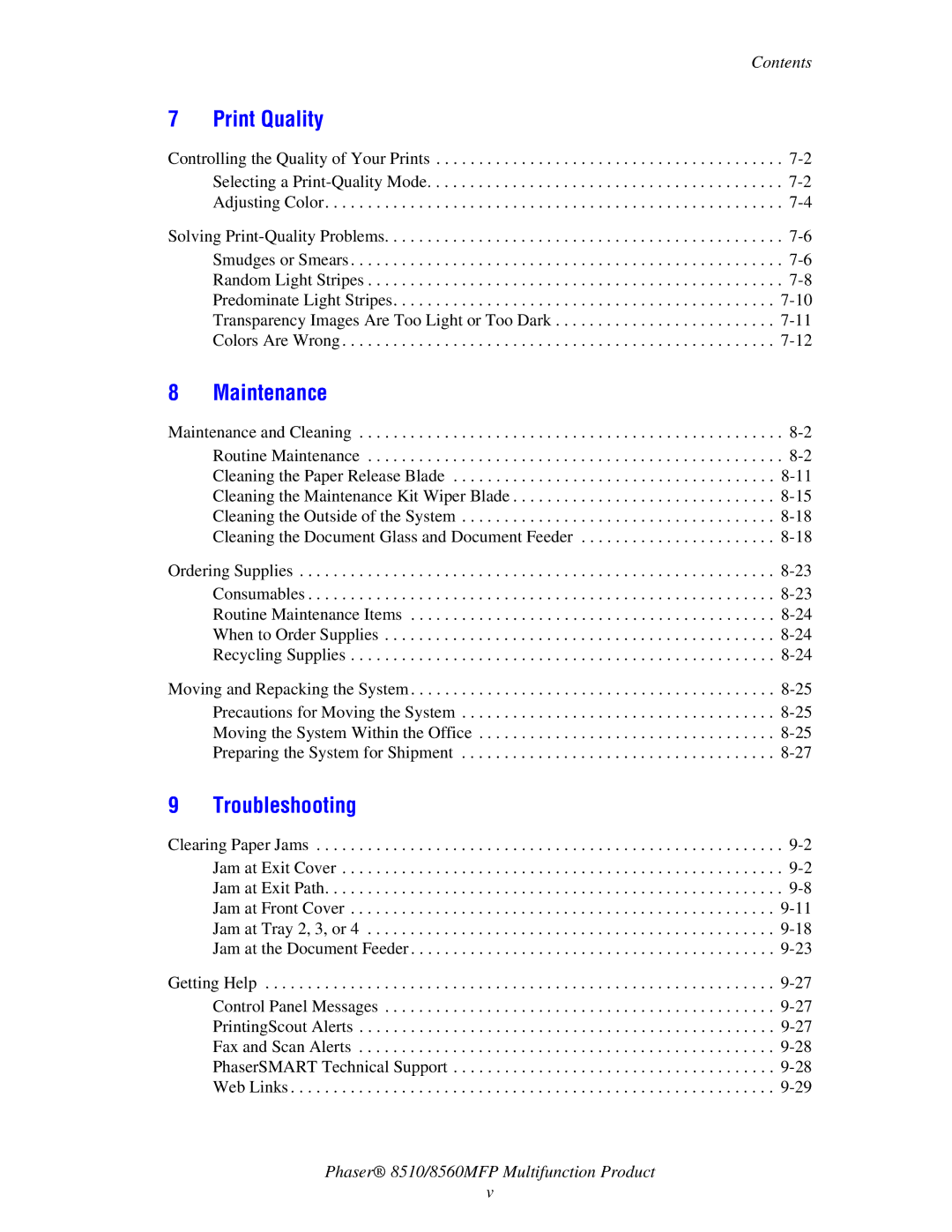 Xerox 8510 manual Print Quality 