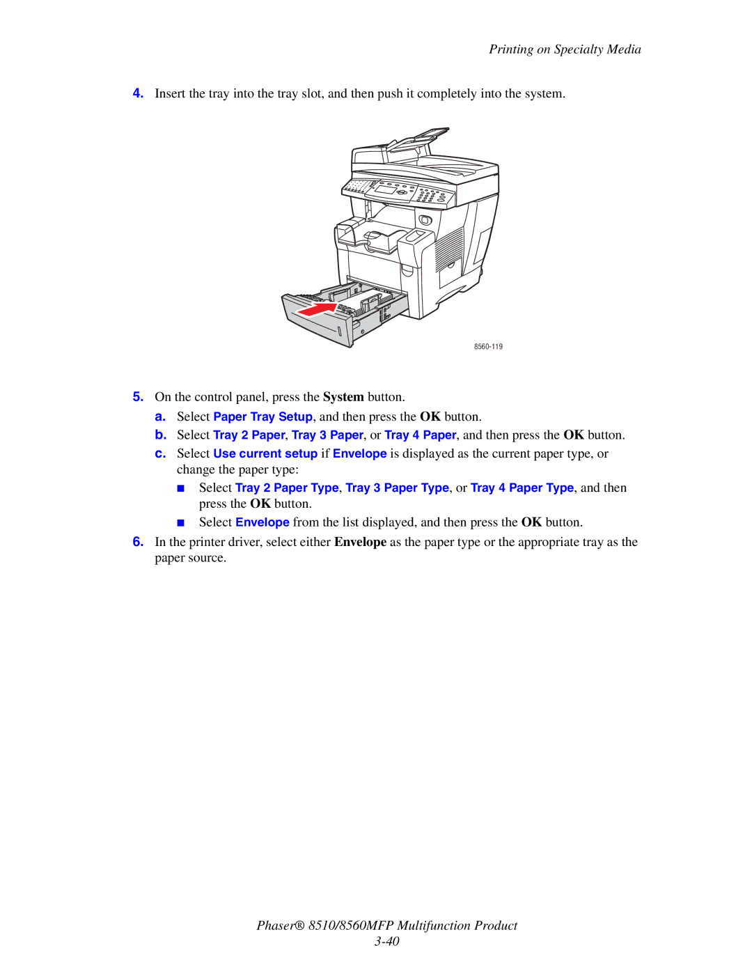 Xerox 8510 manual 8560-119 