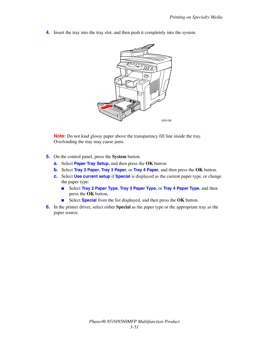 Xerox 8510 manual 8560-098 