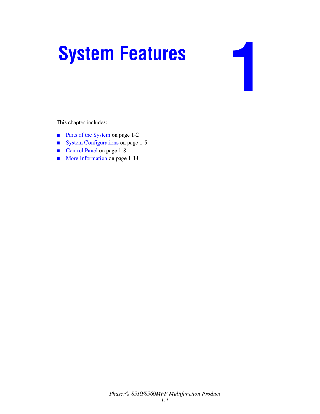 Xerox 8510 manual System Features 