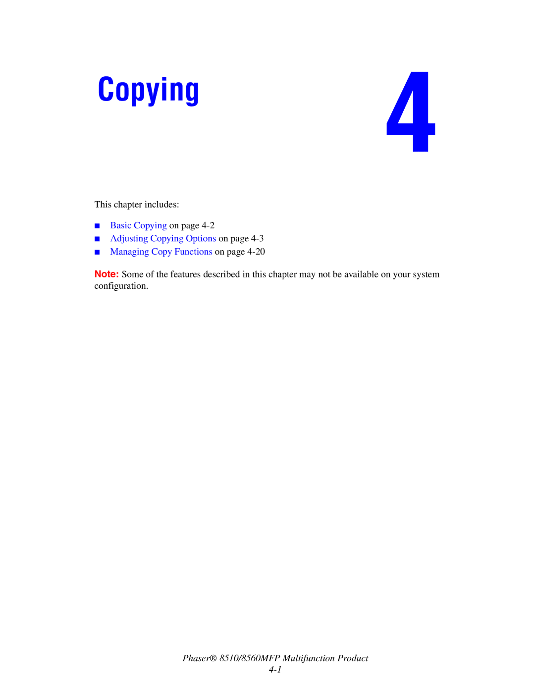 Xerox 8510 manual Copying 