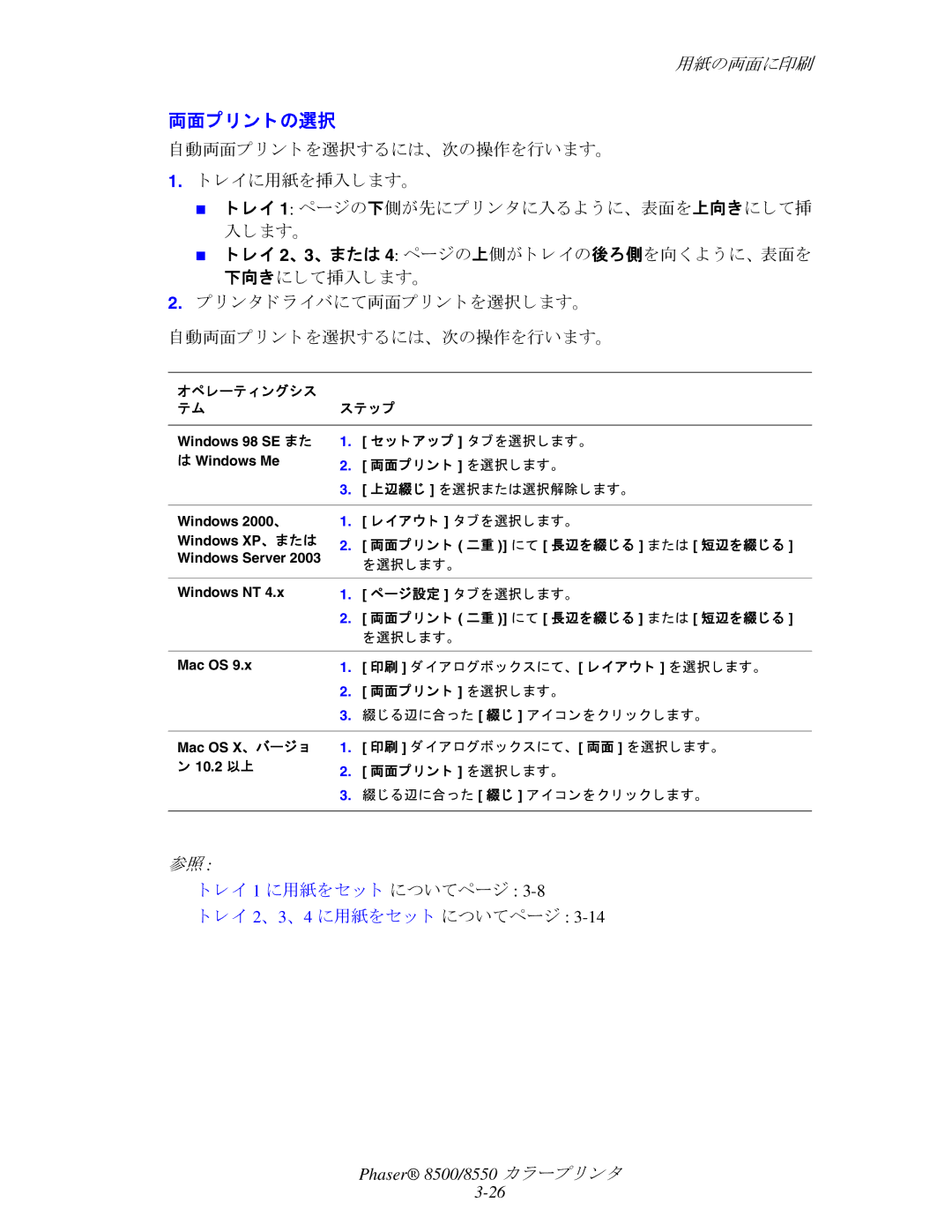 Xerox 8500, 8550 manual 両面プ リ ン ト の選択 