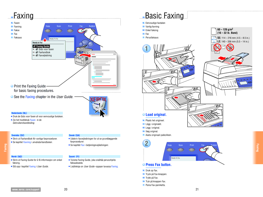 Xerox 8560MFP manual Basic Faxing, Press Fax button, Faxing Guide 