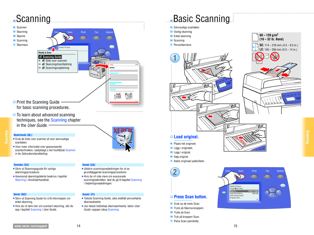 Xerox 8560MFP manual Basic Scanning, Press Scan button, Scanning Guide 